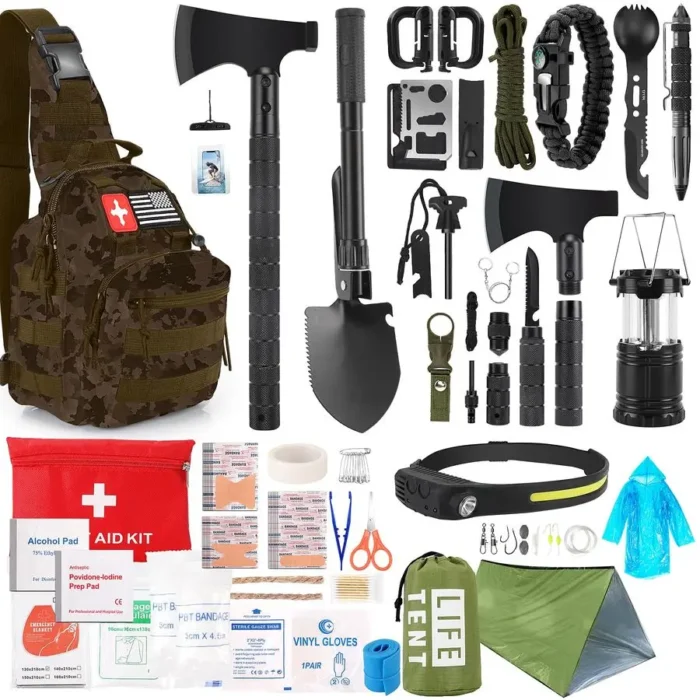 268 Pcs Emergency Survival Kit with First Aid & Camping Axe
