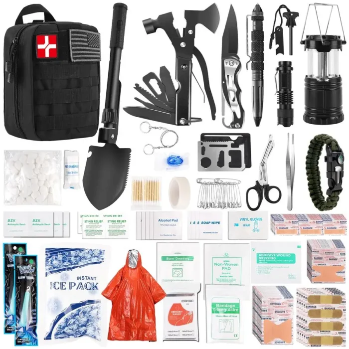 PCS Emergency Survival Kit, Survival Gear and Equipment First Aid Kit Med Supplies for Vehicles Travel Car Camping Hiking Disast